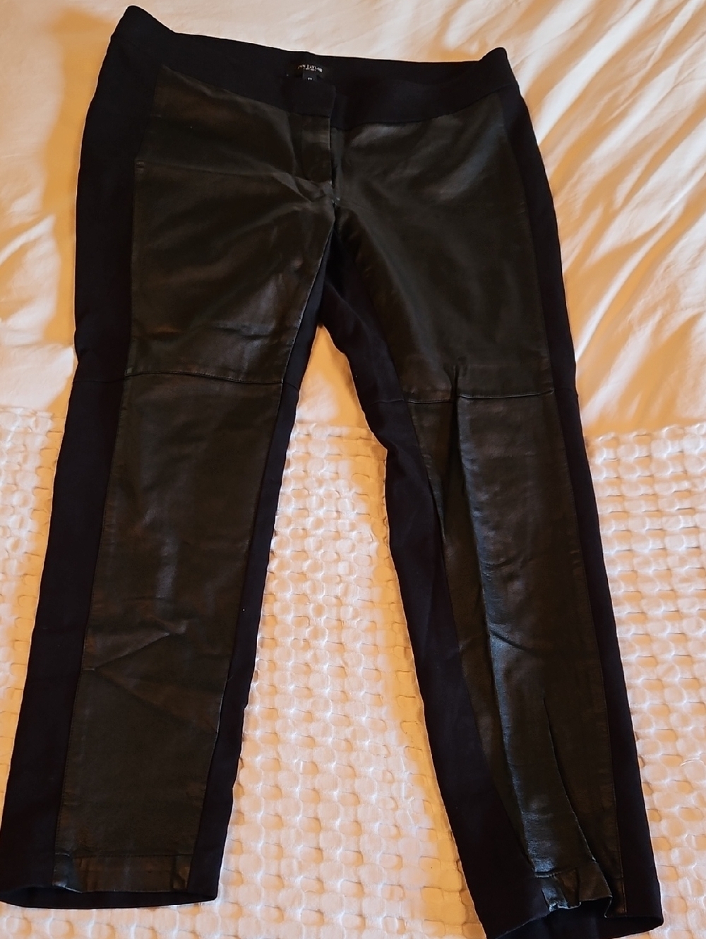 Ann Taylor Black Faux Leather Panel Pants Size 12